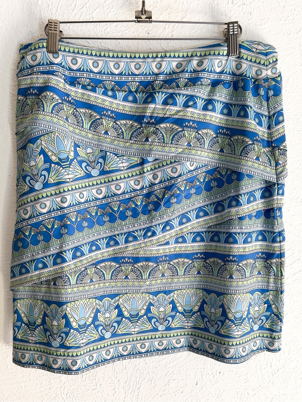 J. McLaughlin Catalina Cloth Nicola Tiered Skirt Blue Medallion Print Large